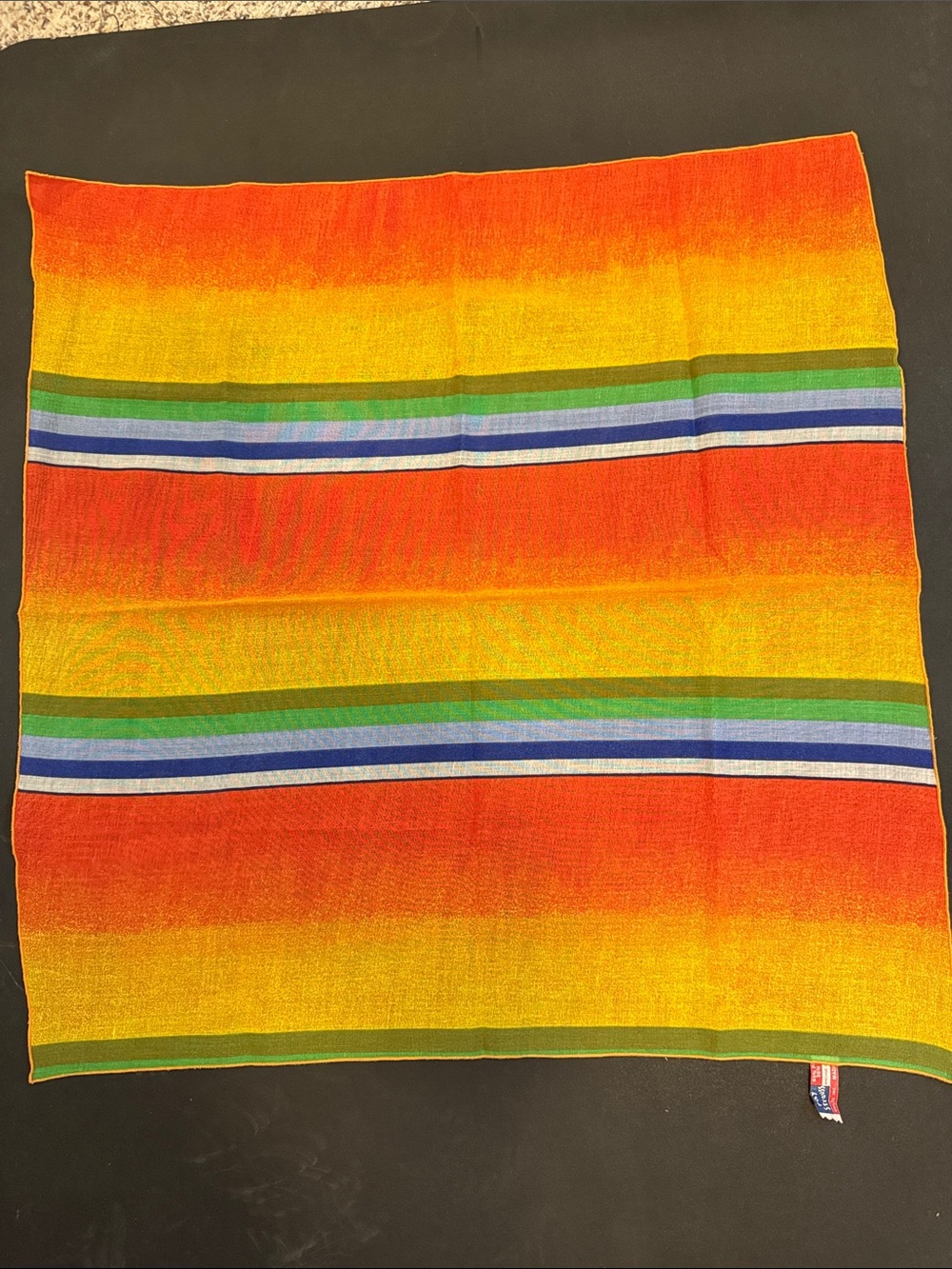 Vintage Ray Strauss Mid-Century Mod Multicolor Stripe Scarf - Yellow & Orange